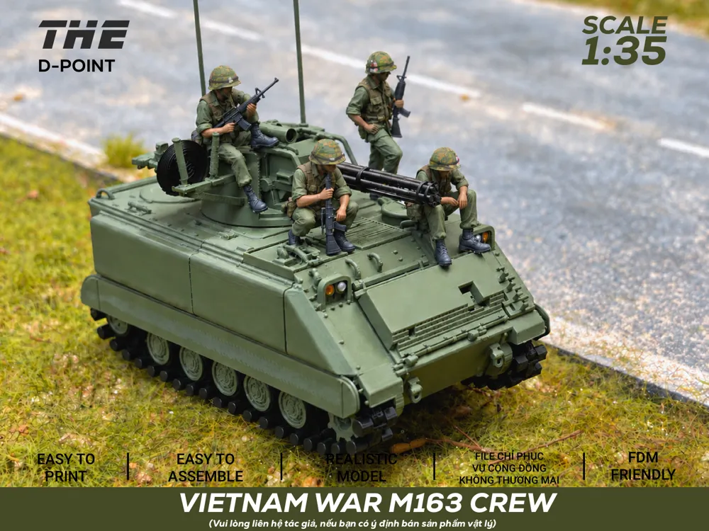Vietnam War M113 & M163 Crew | 1:35 Scale Figures - 3D printed People, in stock in India