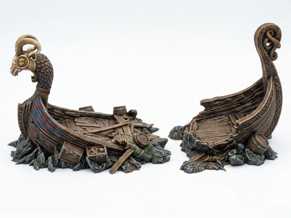 Viking Drakkar Wreck, Tabletop Terrain Piece - 3D printed Architecture, in stock in India