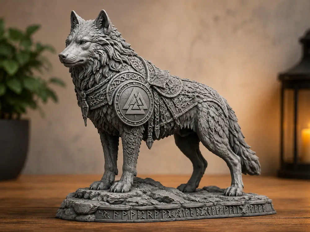 Viking Wolf, Norse Guardian Statue