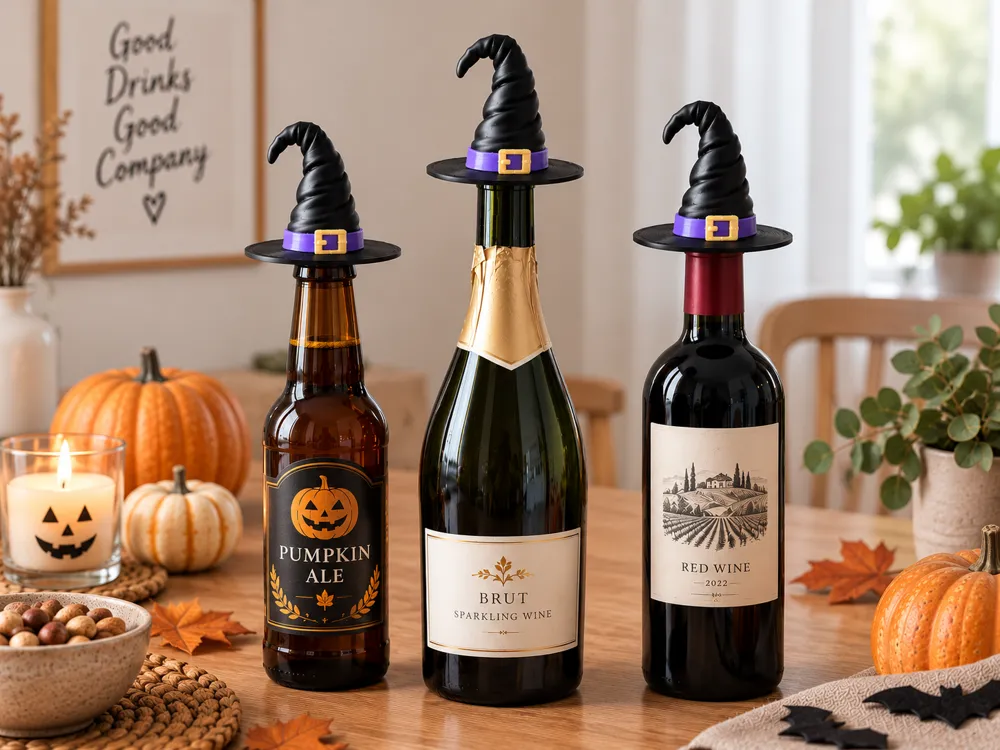 Witch Hat Bottle Topper, Halloween Bottle Decor - 3D printed Masks & Helmets, in stock in India